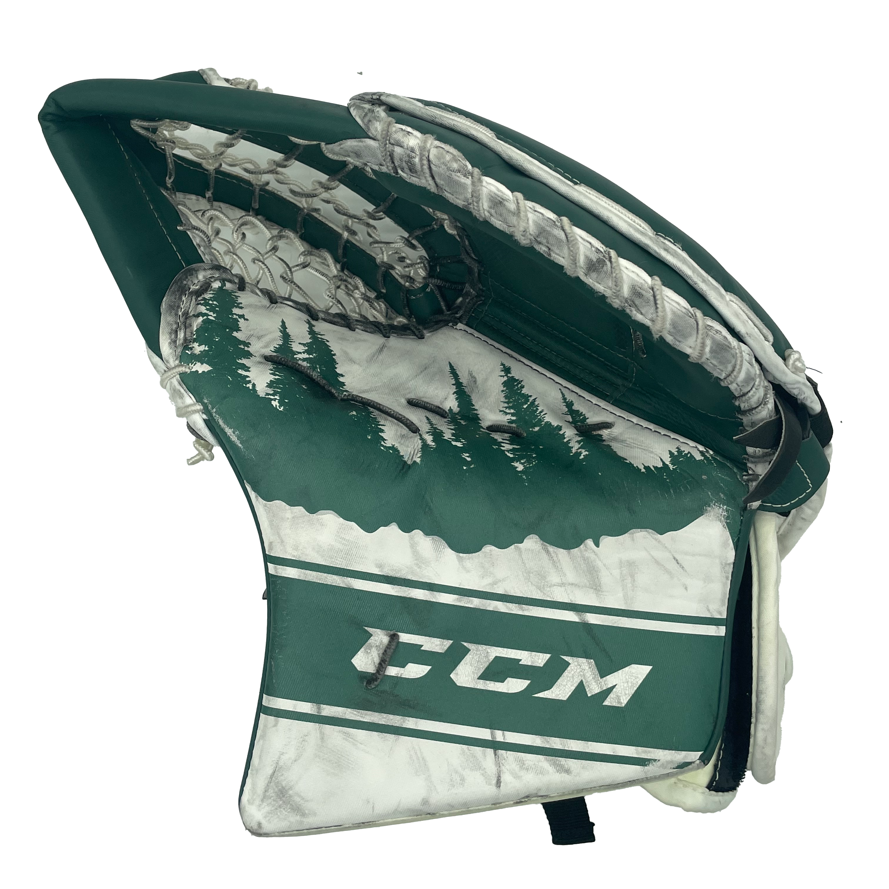 CCM Extreme Flex 5 - Gant de gardien de but Pro Stock d'occasion (blanc/vert)